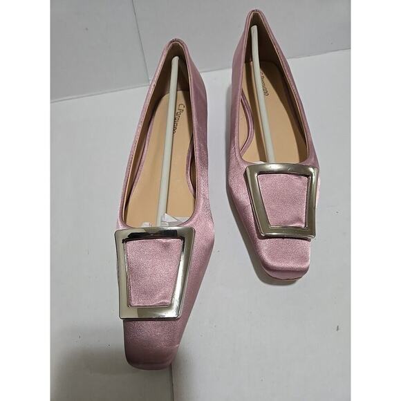 Metal Buckle Satin Low Heel (Lucia) C.Paravano Purple size W 9 - 9.5 - Picture 7 of 16